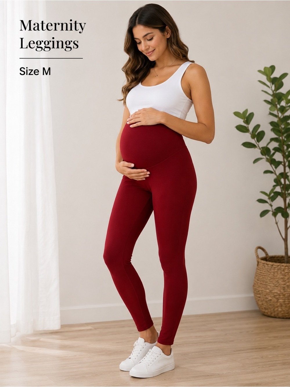 MATERNITY comfortable stretchy red leggings size M